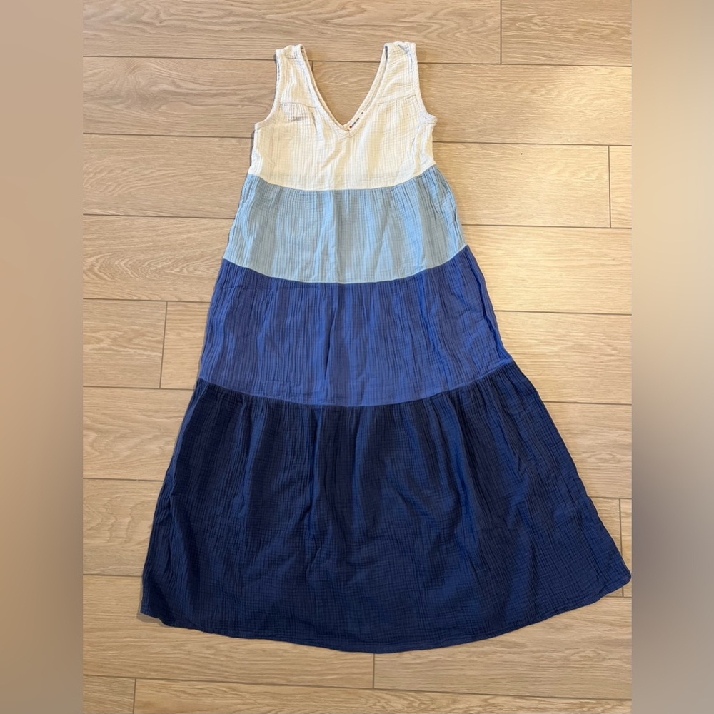 Marine Layer Corinne Colorblock Maxi dress size xs vneck blue